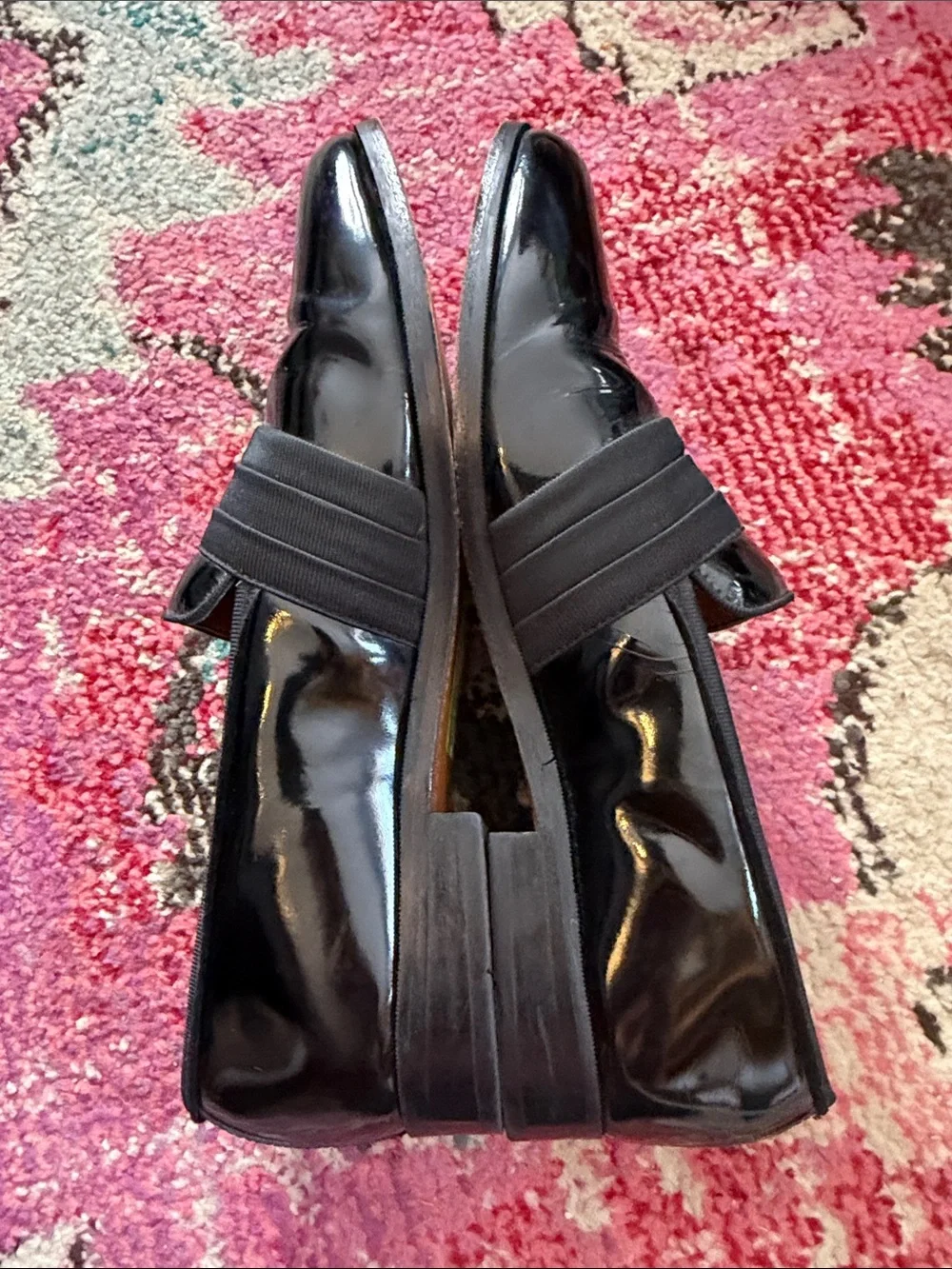 Stacy Adams Black Patent Leather Slip-On Loafers with Elastic Band